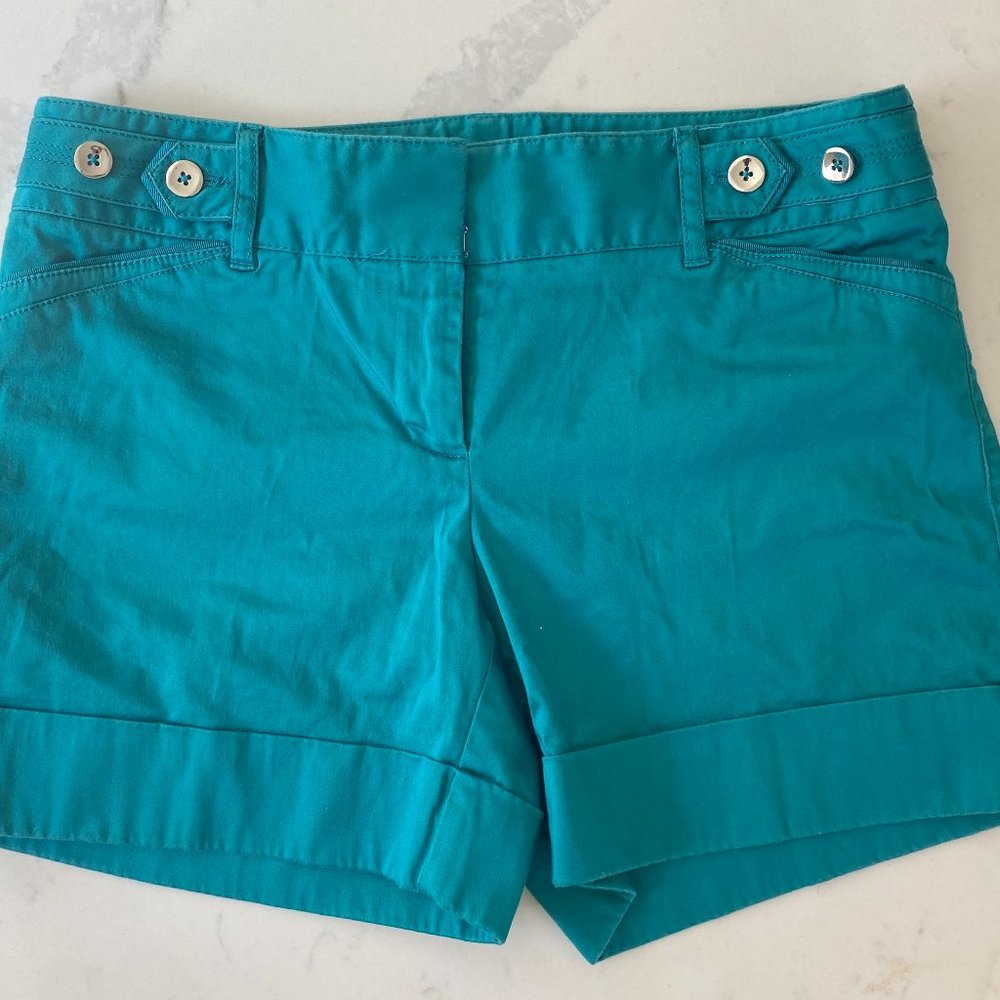 Turquoise Short Cotton Shorts, Size 0